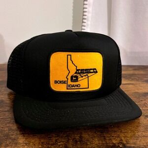 Vintage Boise Idaho Trucker Hat Black John Deere Snapback Patch Cap Farmer Hat